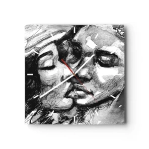 Wanduhr - Glasuhr - Zärtlicher Moment - 40x40 cm