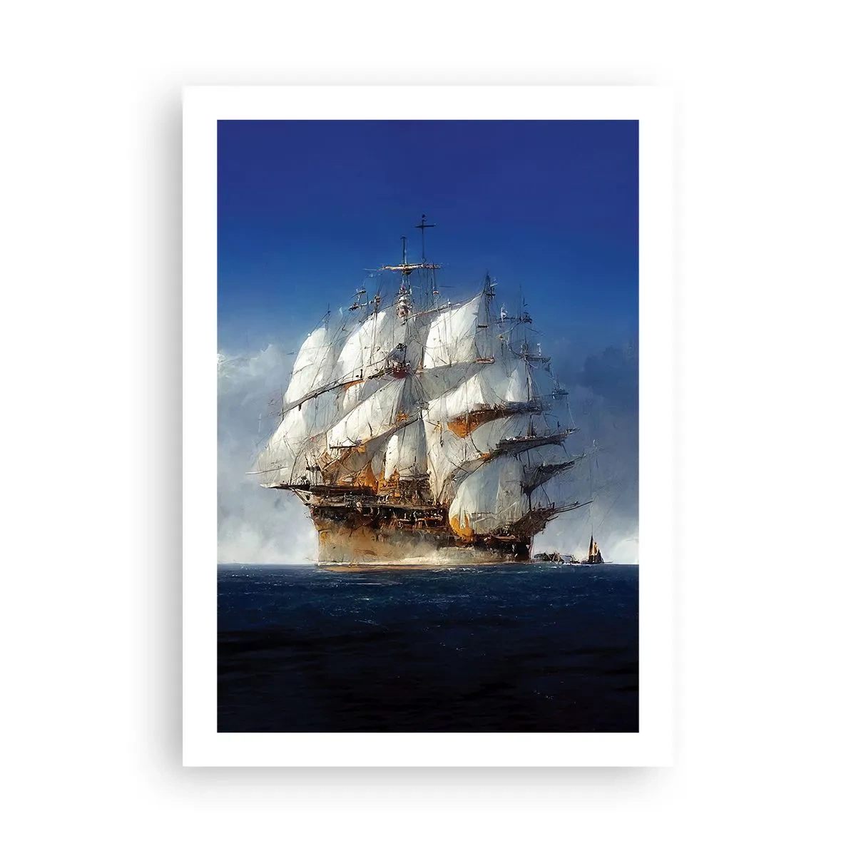 Poster - Ein Segelschiff auf hoher See unter vollen Segeln im Sonnenlicht - 50x70cm - Der große Ruhm! - Moderne Wanddekoration für Wohnzimmer und Schlafzimmer ARTTOR