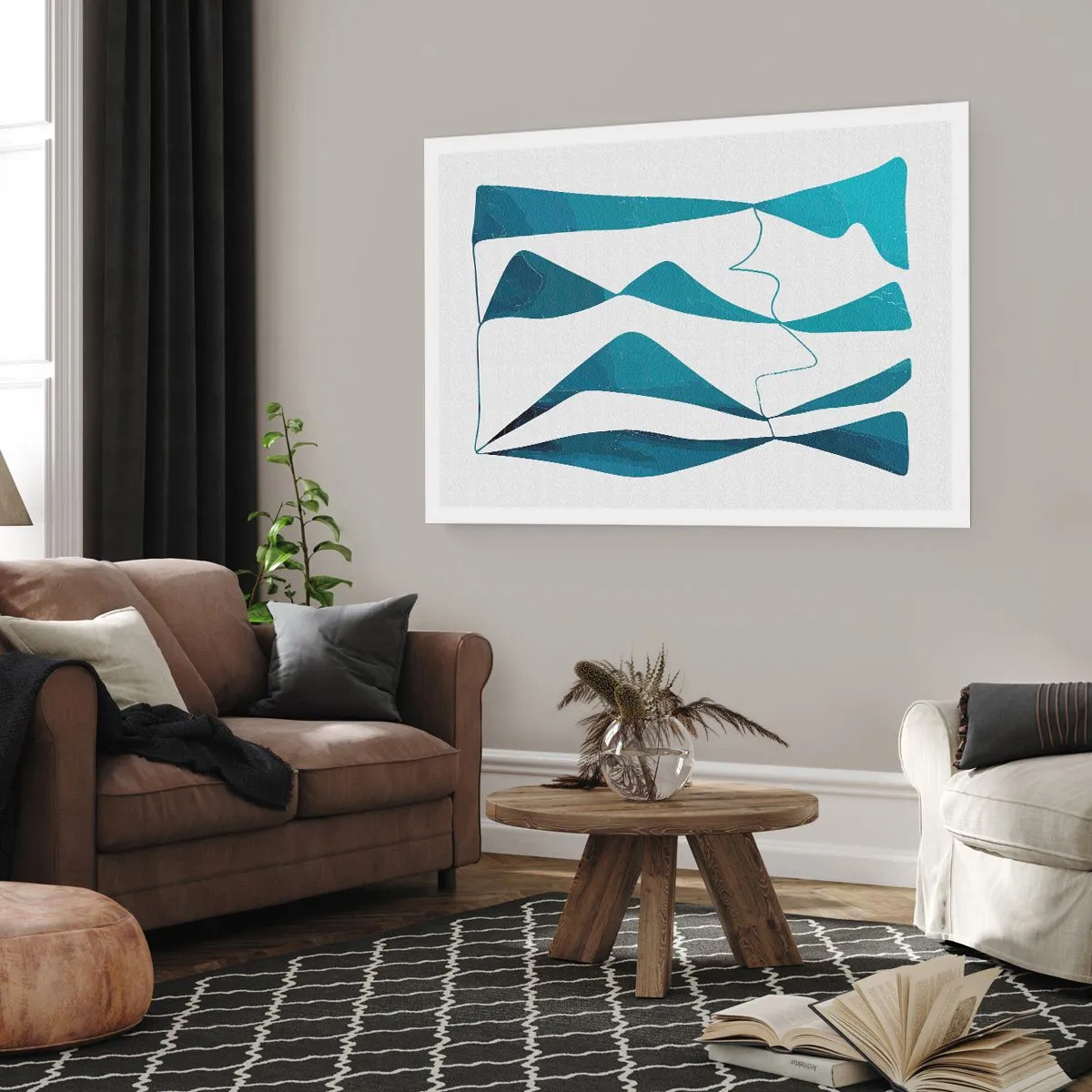 Poster - Abstraktion: türkisfarbene Verbindung - 50x40 cm