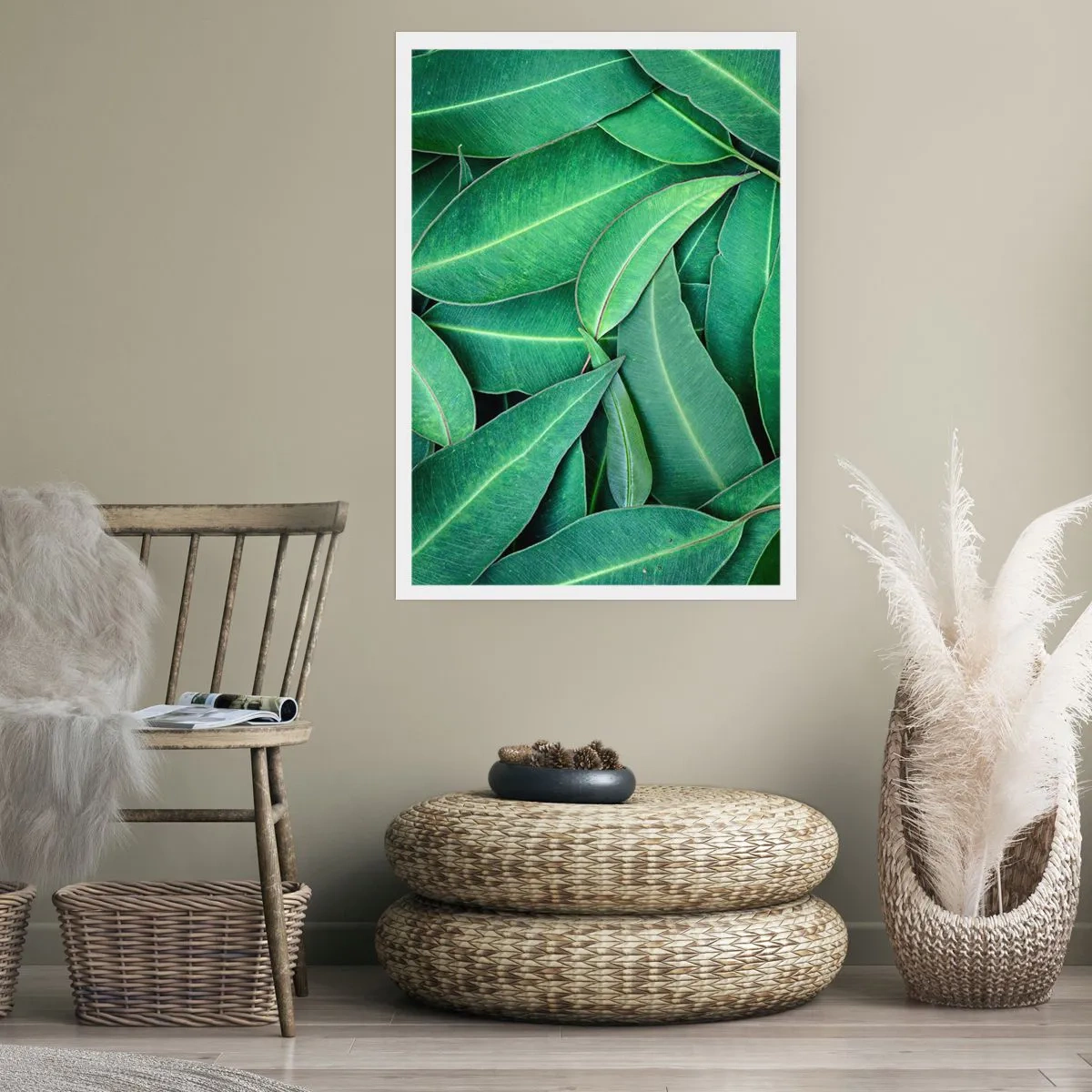 Poster - Grüne Blätter in einer dichten Komposition angeordnet - 50x70cm - Saftig und frisch - Moderne Wanddekoration für Wohnzimmer und Schlafzimmer ARTTOR
