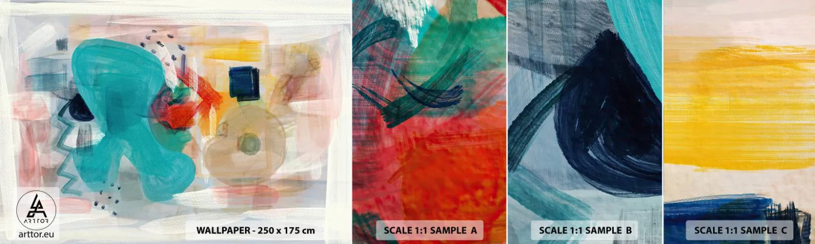 Fototapeten Muster Selbstklebend Deluxe Sticker - Buntes Spiel - Abstraktion, Farben, Stück - 100x30 cm