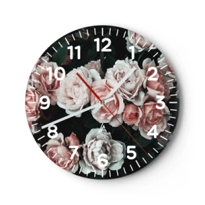 Wanduhr - Glasuhr - Rosen-Ensemble - 30x30 cm