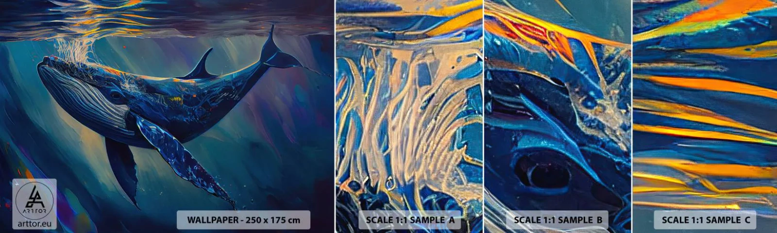 Fototapetenmuster Standard Eco - Willkommen in meiner Welt - Wal, Ozean, Unterwasser - 100x30 cm