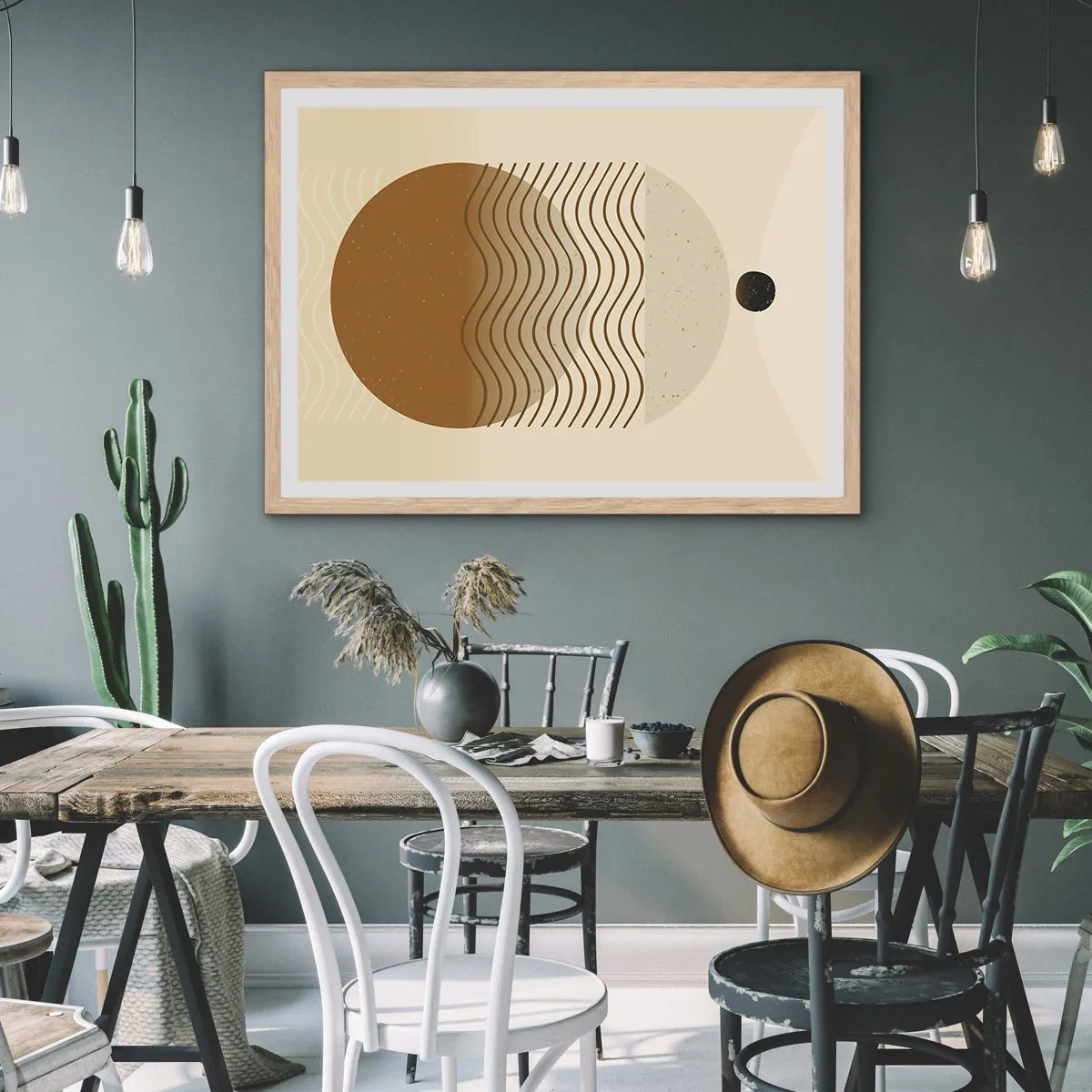 Poster in einem Rahmen aus heller Eiche - Zur Entstehung geometrischer Figuren - 50x40 cm