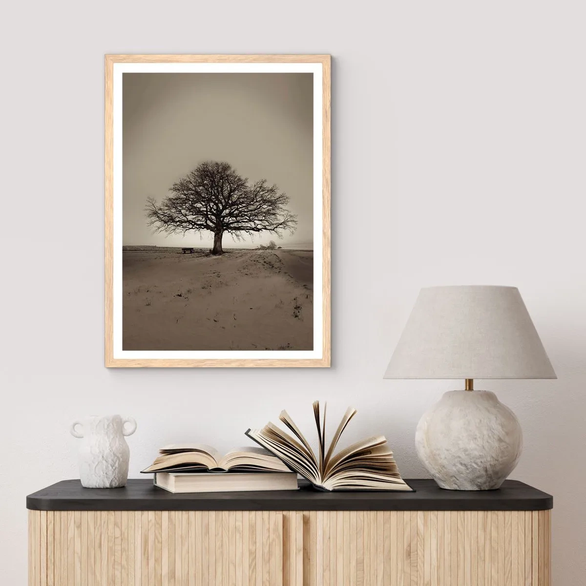 Poster in einem Rahmen aus heller Eiche - Von hier zu Ewigkeit - 70x100 cm