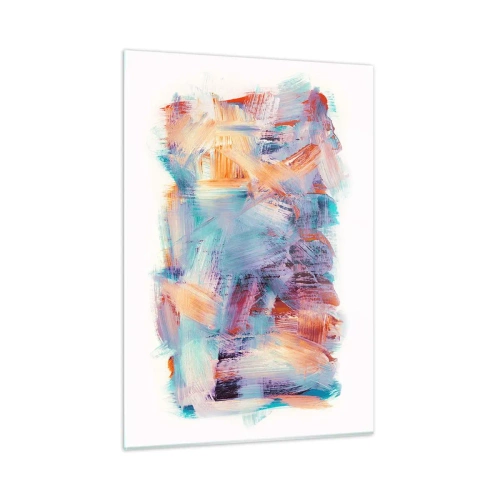 Glasbild - Bild auf glas - Bunte Pinselstriche in Pastellabstraktion - 50x70cm - Buntes Durcheinander - Moderne Wanddekoration für Wohnzimmer und Schlafzimmer ARTTOR