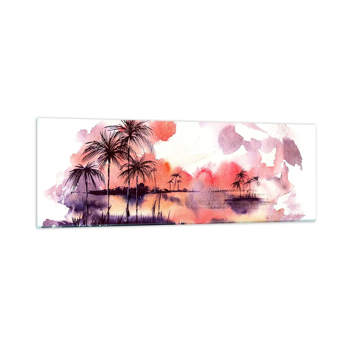 Glasbild - Bild auf glas - Die Ruhe der Tropen in Rot - 90x30 cm
