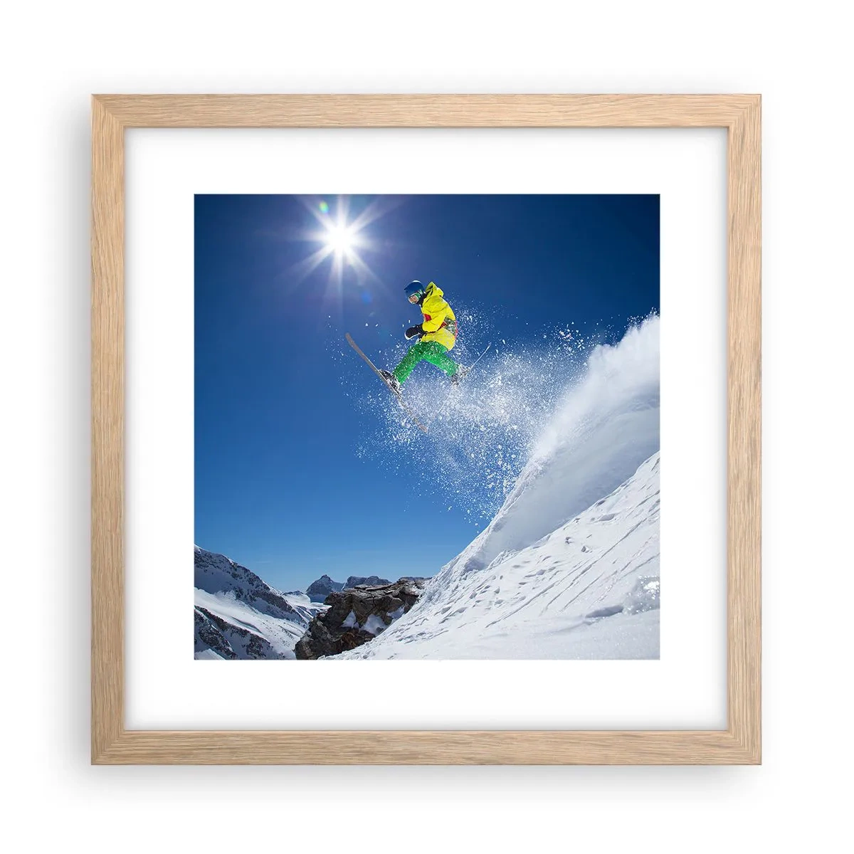 Poster in einem Rahmen aus heller Eiche - Tanzen mit den Bergen - 30x30 cm