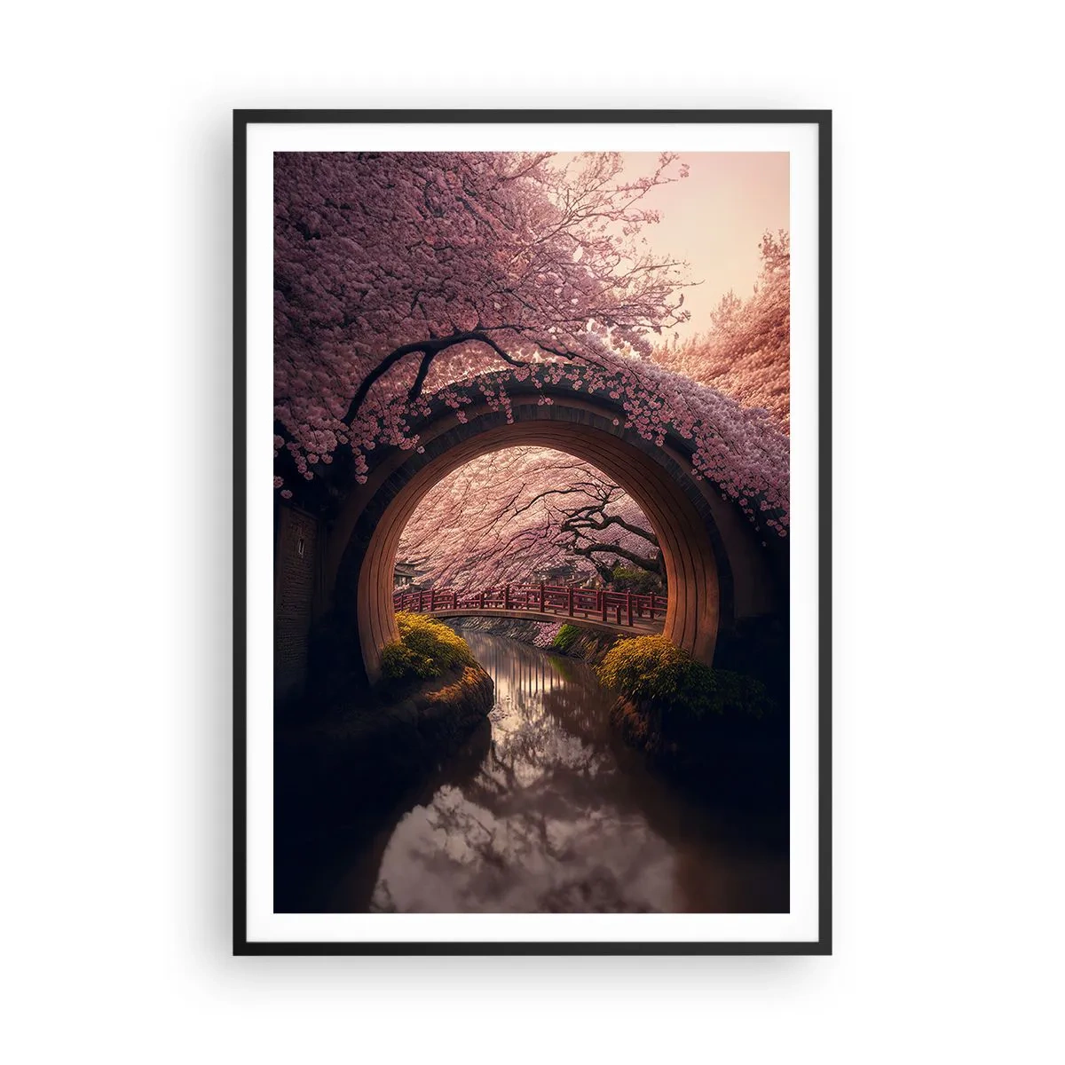 Poster in einem schwarzem Rahmen - Japanischer Frühling - 70x100 cm