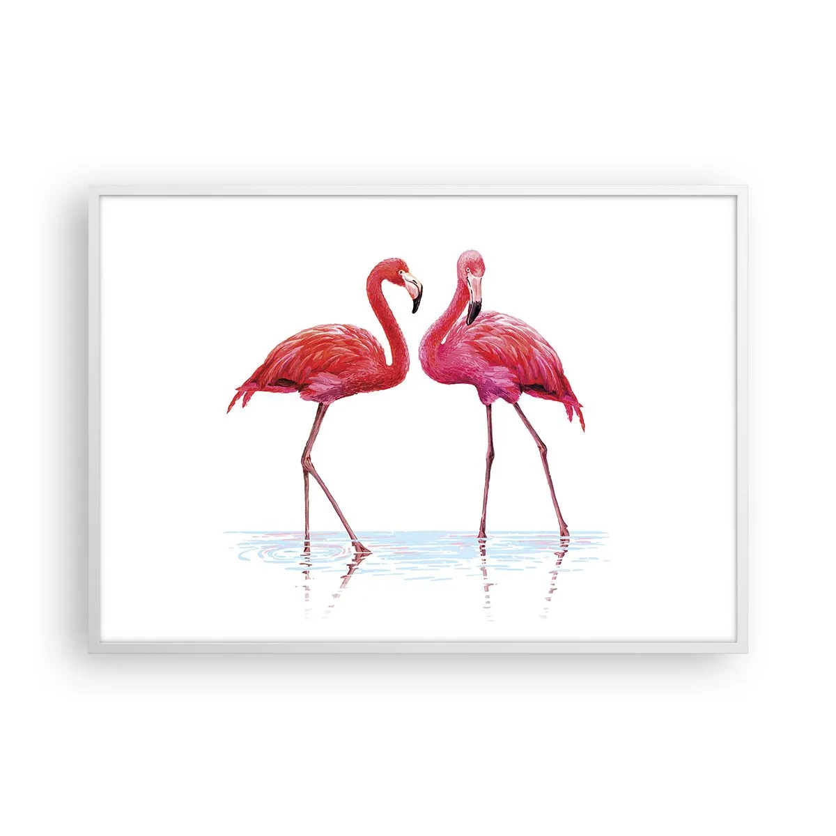 Poster in einem weißen Rahmen - Rosa randez-vous - 100x70 cm