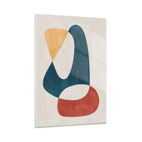 Glasbild - Bild auf glas - Minimalistische Abstraktion in Rot- und Marineblautönen - 50x70cm - Einflüsse und Metamorphosen - Moderne Wanddekoration für Wohnzimmer und Schlafzimmer ARTTOR