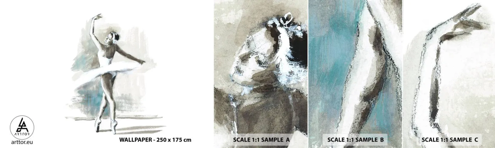 Fototapeten Muster Selbstklebend Deluxe Sticker - In einen Schwan verzaubert - Ballerina, Tanzen, Ballett - 100x30 cm