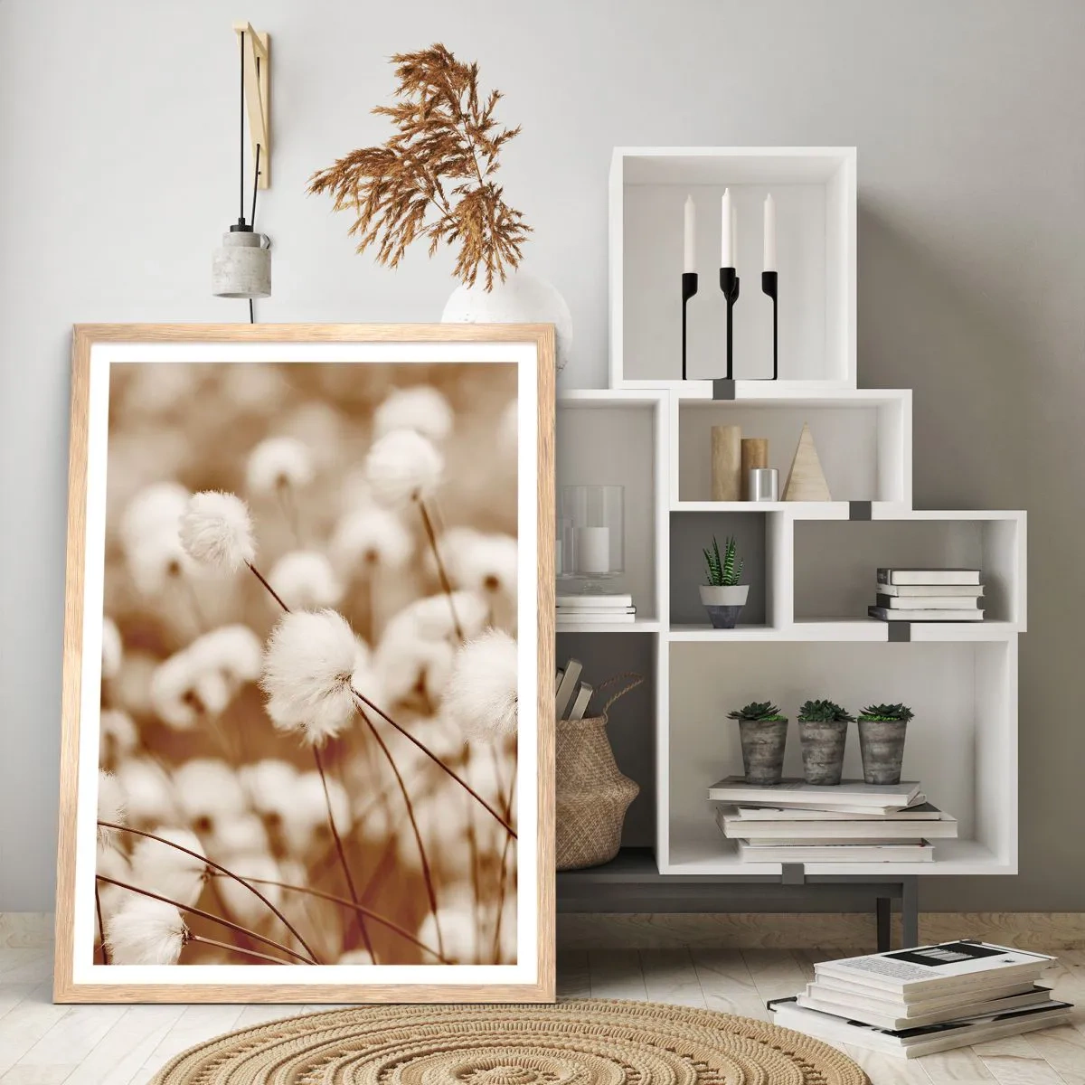 Poster in einem Rahmen aus heller Eiche - Flauschiges Kornfeld - 30x40 cm