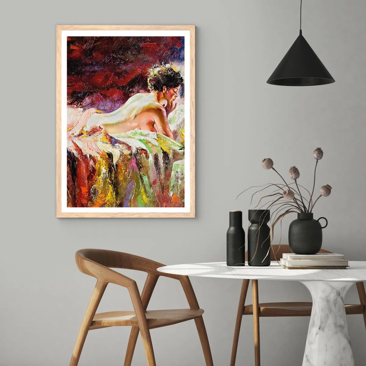 Poster in einem Rahmen aus heller Eiche - Venus in Gedanken - 40x50 cm