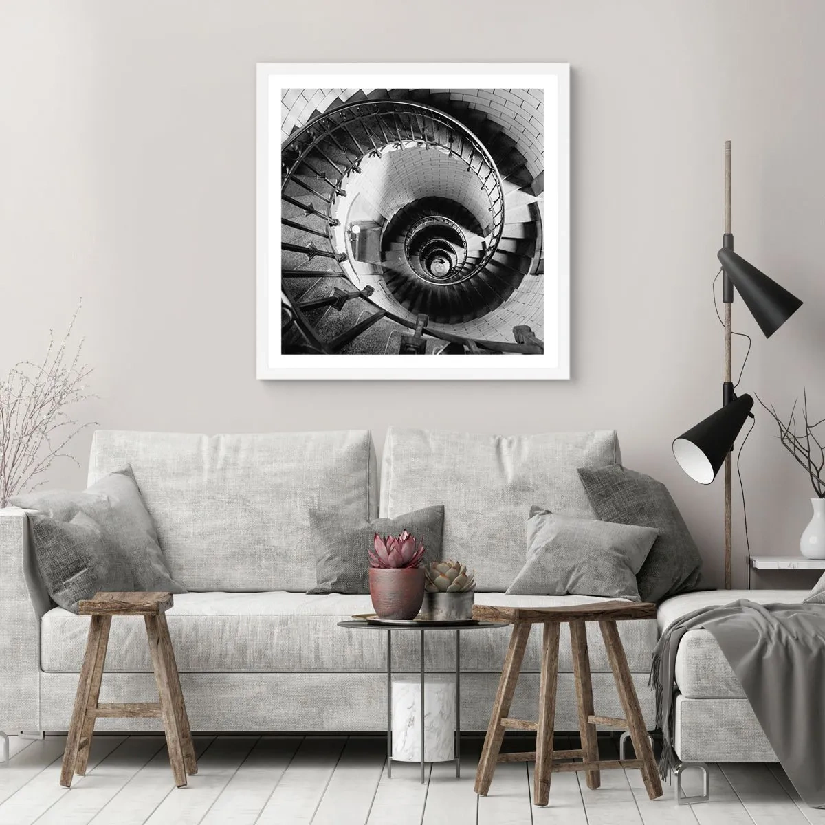 Poster in einem weißen Rahmen - Höher und höher - 60x60 cm