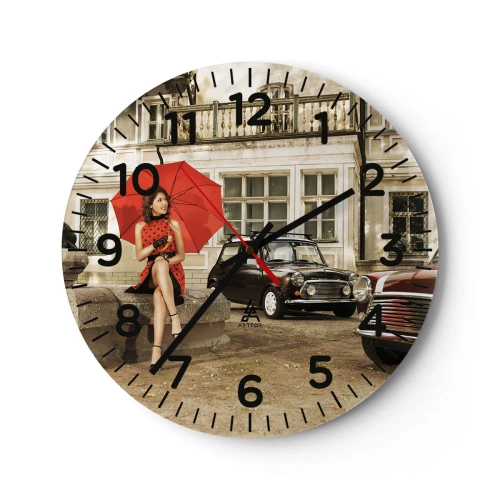 Wanduhr - Glasuhr - Eine sentimentale Minireise - 40x40 cm