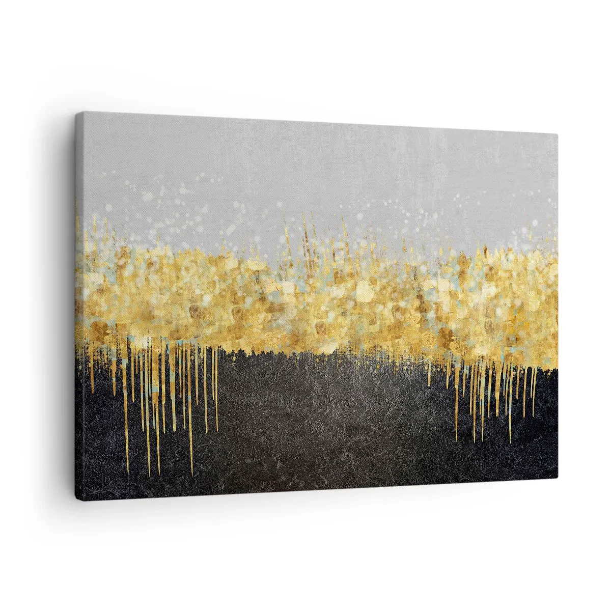 Bild auf Leinwand - Leinwandbild - Abstrakte Komposition in Gold- und Schwarztönen - 70x50cm - Nach innen und nach oben - Moderne Wanddekoration für Wohnzimmer und Schlafzimmer ARTTOR