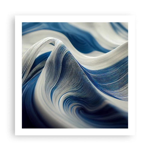 Poster - Fließfähigkeit von Blau und Weiß - 60x60 cm