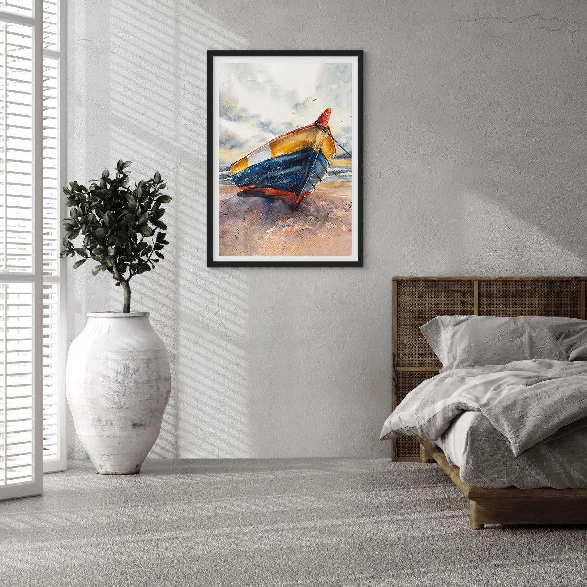 Poster in einem schwarzem Rahmen - Erholung am Ufer - 61x91 cm