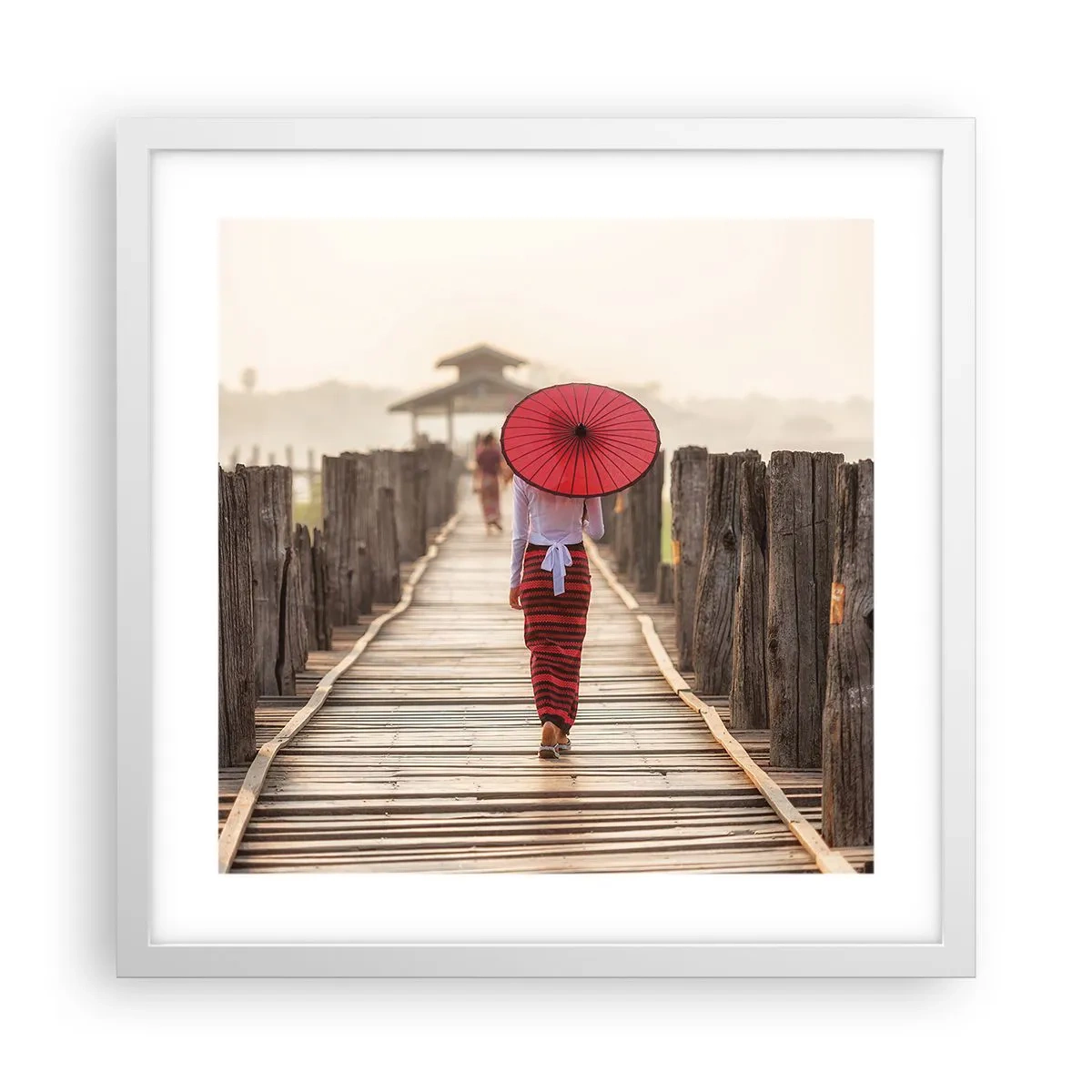 Poster in einem weißen Rahmen - Auf der alten Brücke - 40x40 cm
