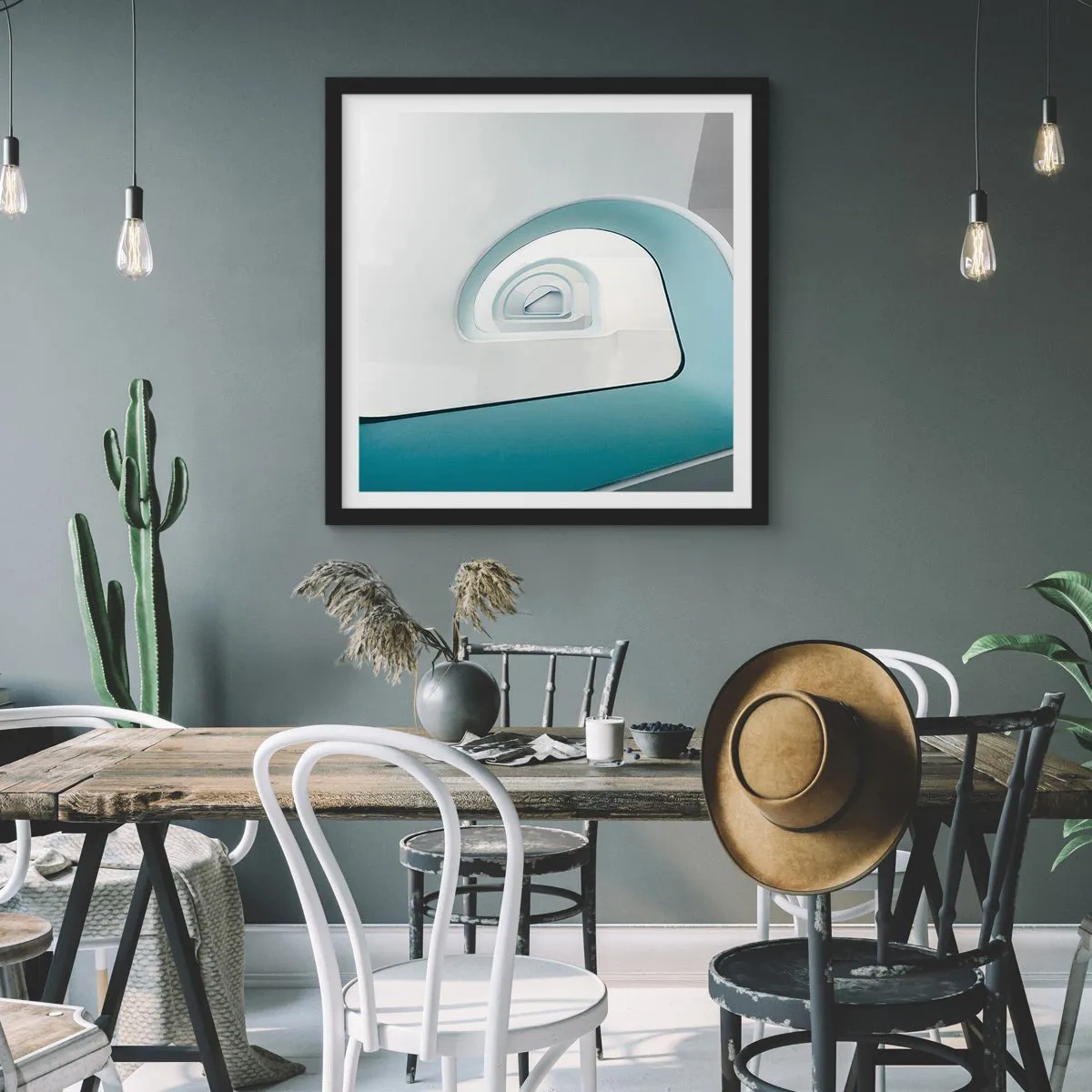 Poster in einem schwarzem Rahmen - Bis zum Ende des Blaus - 50x50 cm