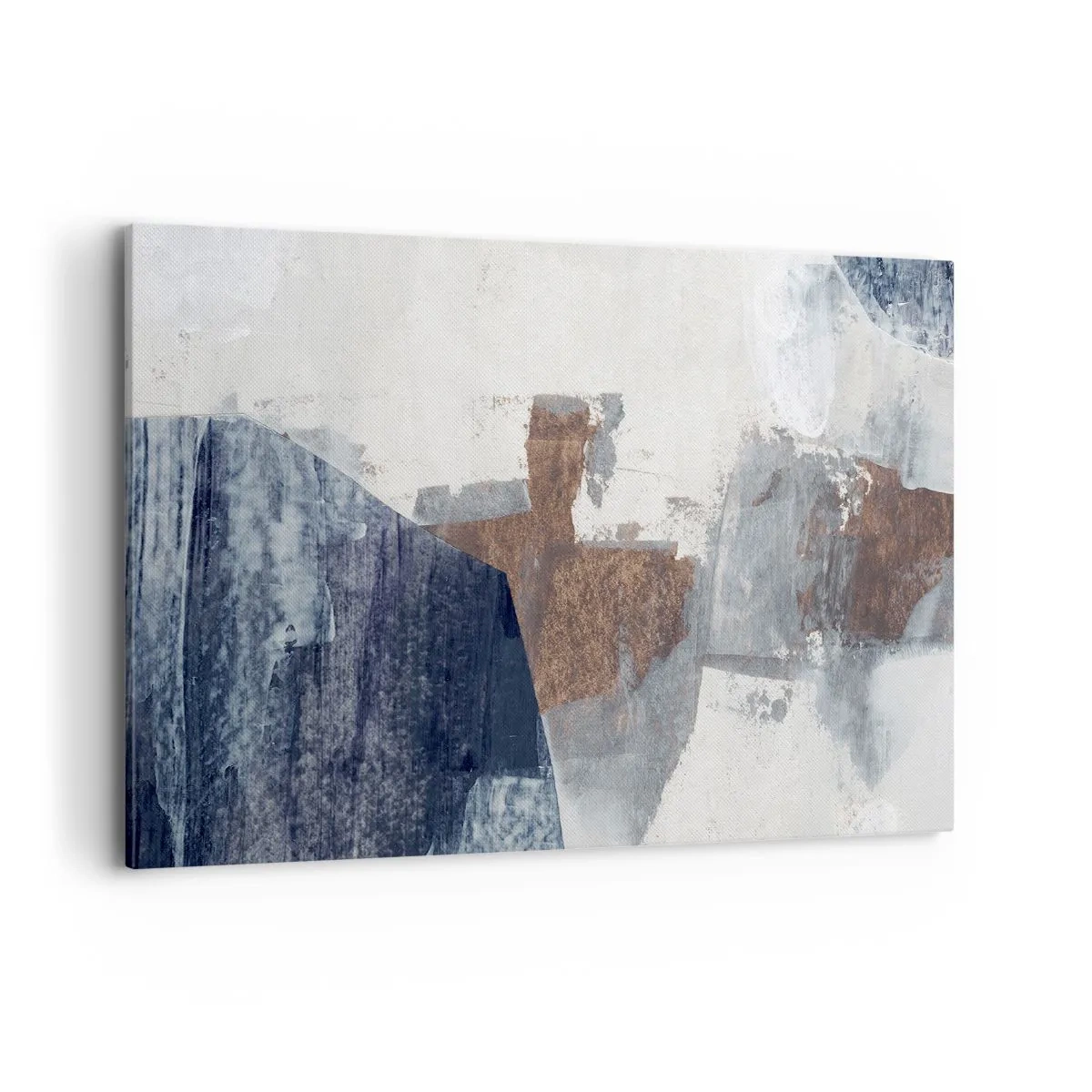 Bild auf Leinwand - Leinwandbild - Abstrakte Formen in Blau- und Brauntönen - 100x70cm - Blaue und braune Formen - Moderne Wanddekoration für Wohnzimmer und Schlafzimmer ARTTOR