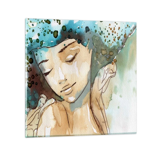 Glasbild - Bild auf glas - Dame in Blau - 40x40 cm