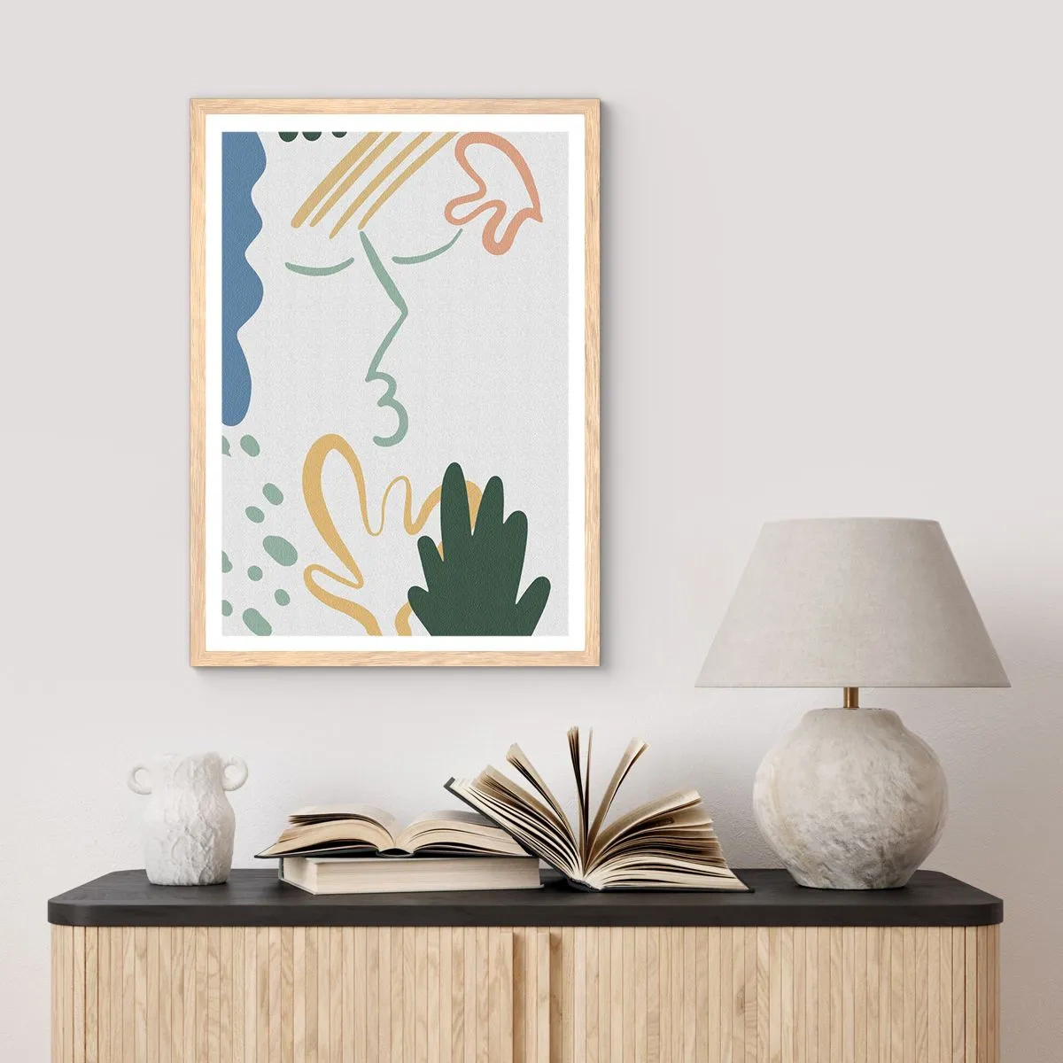 Poster in einem Rahmen aus heller Eiche - Blumenkuss - 30x40 cm