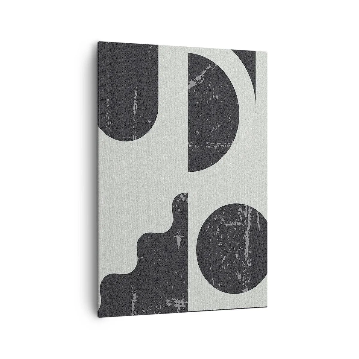 Bild auf Leinwand - Leinwandbild - Geometrische Muster in Schwarz- und Grautönen - 70x100cm - Komposition oben und unten - Moderne Wanddekoration für Wohnzimmer und Schlafzimmer ARTTOR