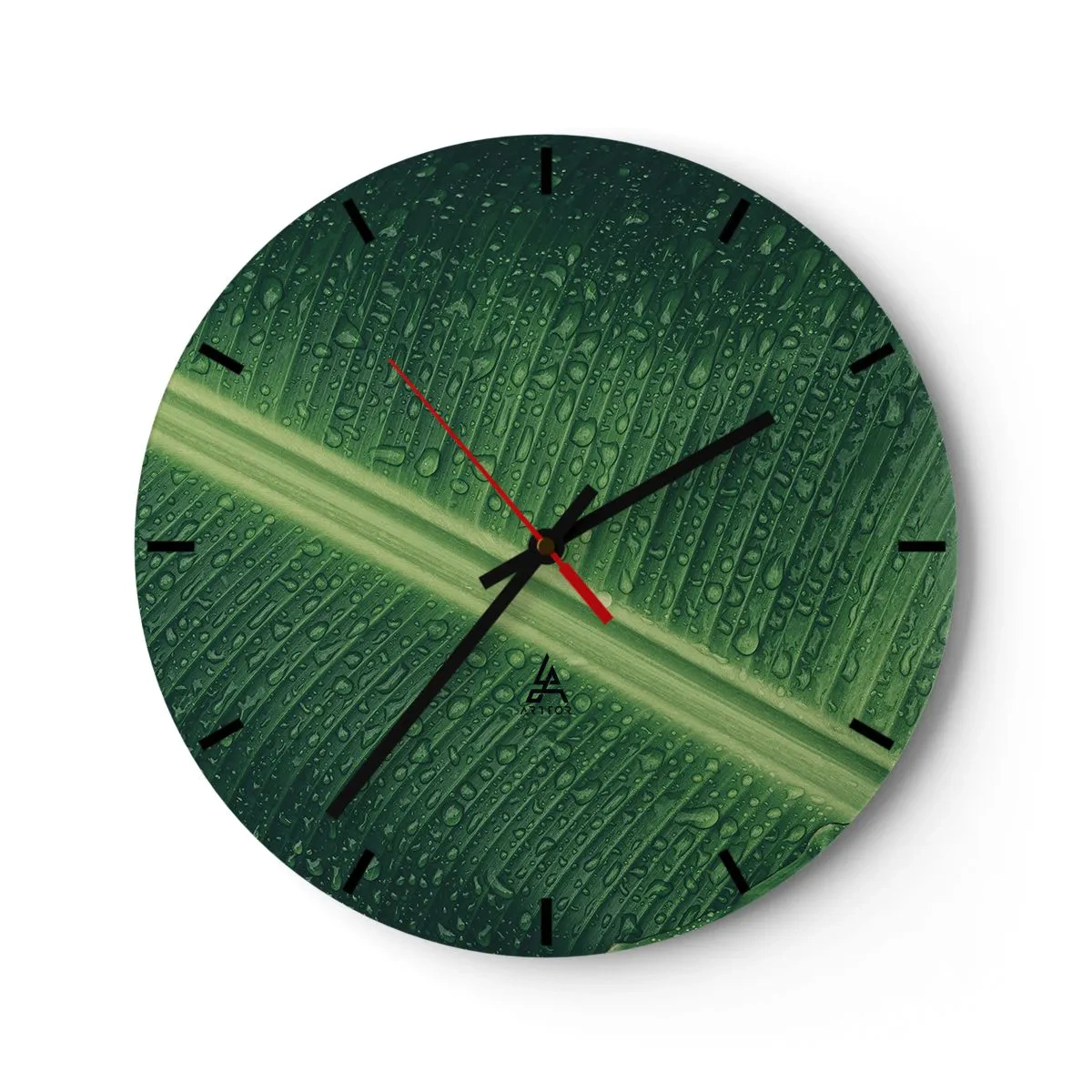 Wanduhr - Glasuhr - Die Struktur des Grüns - 40x40 cm
