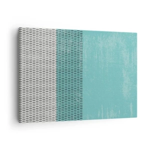 Bild auf Leinwand - Leinwandbild - Geometrische Komposition mit Türkis und Linien - 70x50cm - Eine ausgewogene Komposition - Moderne Wanddekoration für Wohnzimmer und Schlafzimmer ARTTOR