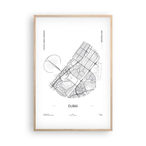 Poster in einem Rahmen aus heller Eiche - Anatomie von Dubai - 61x91 cm