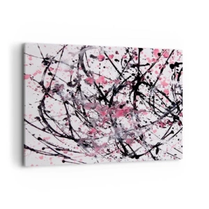 Bild auf Leinwand - Leinwandbild - Abstraktes Muster in Rosa-, Schwarz- und Weißtönen - 100x70cm - Die Flüchtigkeit des Lebens - Moderne Wanddekoration für Wohnzimmer und Schlafzimmer ARTTOR