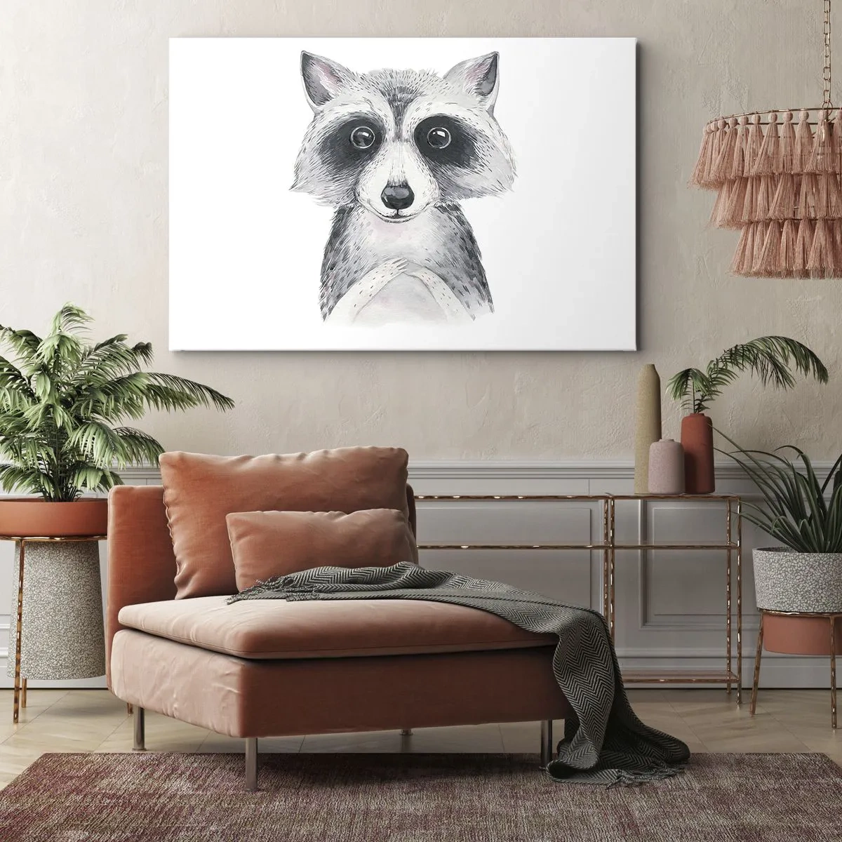 Bild auf Leinwand - Leinwandbild - Adorable Portrait eines Waschbären auf weißem Hintergrund - 120x80cm - Ein Moment zum Bewegen - Moderne Wanddekoration für Wohnzimmer und Schlafzimmer ARTTOR