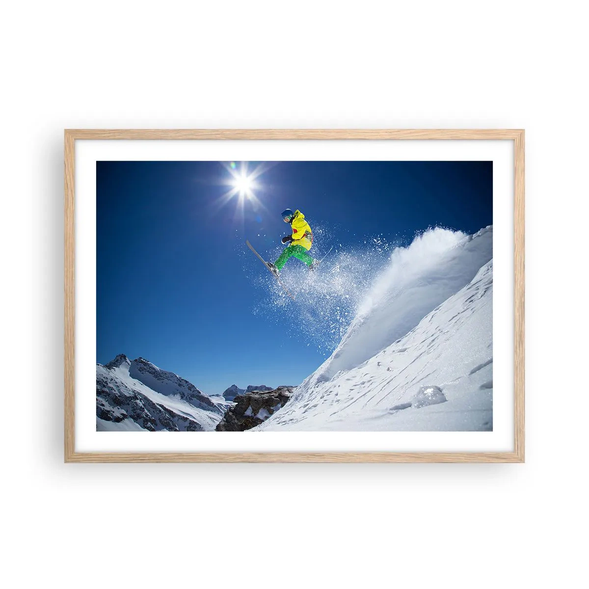 Poster in einem Rahmen aus heller Eiche - Tanzen mit den Bergen - 70x50 cm