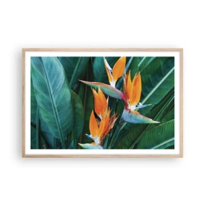 Poster in einem Rahmen aus heller Eiche - Ist es eine Blume oder ist es ein Vogel? - 91x61 cm