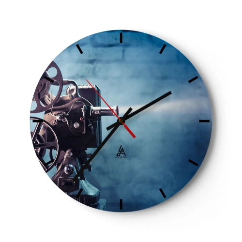 Wanduhr - Glasuhr - Retro-Filmprojektor mit diffusem Lichteffekt - 30x30cm - Im alten Kino - Moderne Wanddekoration für Wohnzimmer, Küche und Schlafzimmer ARTTOR