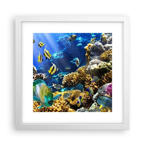 Poster in einem weißen Rahmen - Viel Verkehr auf dem Ferienweg - 30x30 cm