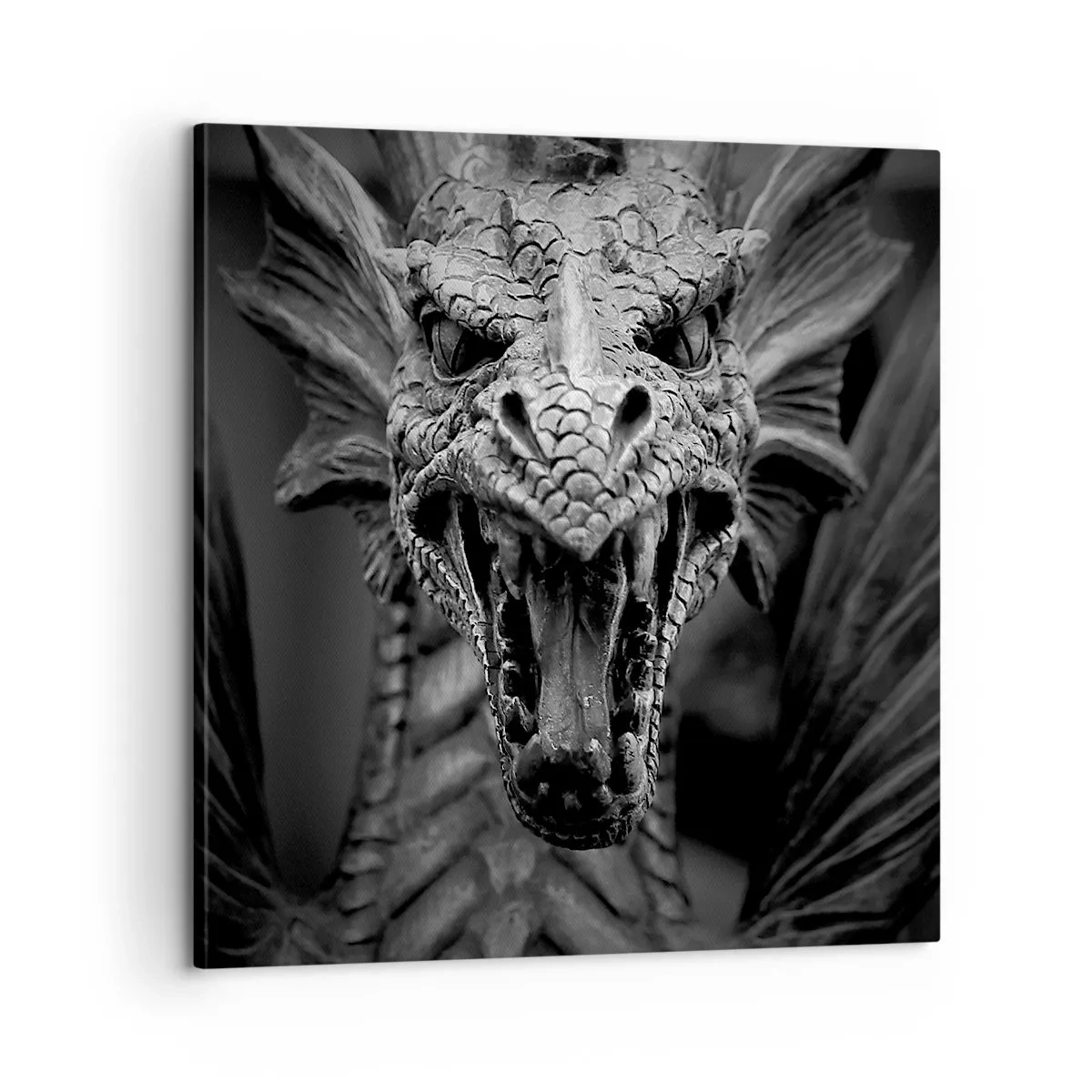 Bild auf Leinwand - Leinwandbild - Ein märchenhafter Drache in Grau - 60x60 cm