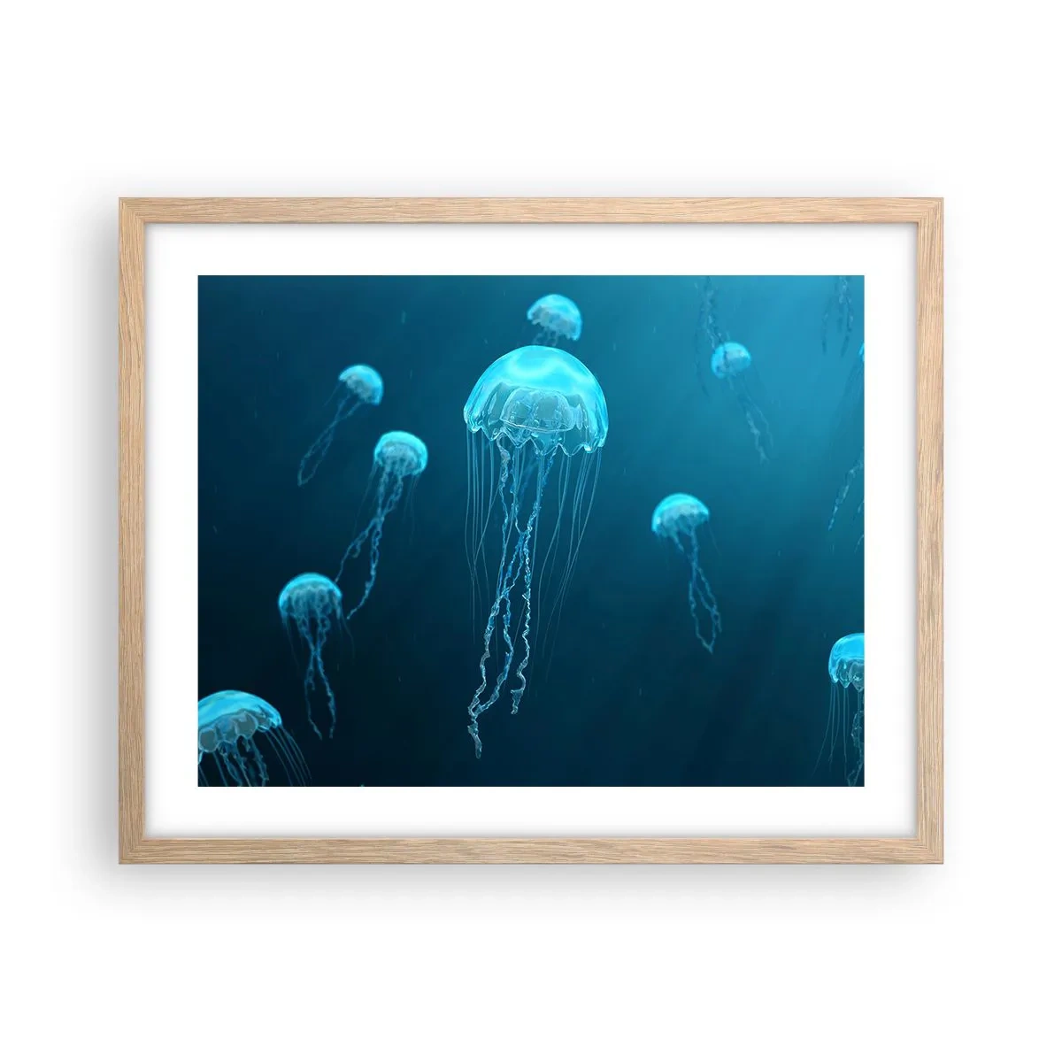 Poster in einem Rahmen aus heller Eiche - Ozeantanz - 50x40 cm
