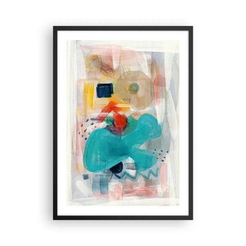 Poster in einem schwarzem Rahmen - Bunte Abstraktion mit dynamischen Formen - 50x70cm - Buntes Spiel - Moderne Wanddekoration für Wohnzimmer und Schlafzimmer ARTTOR