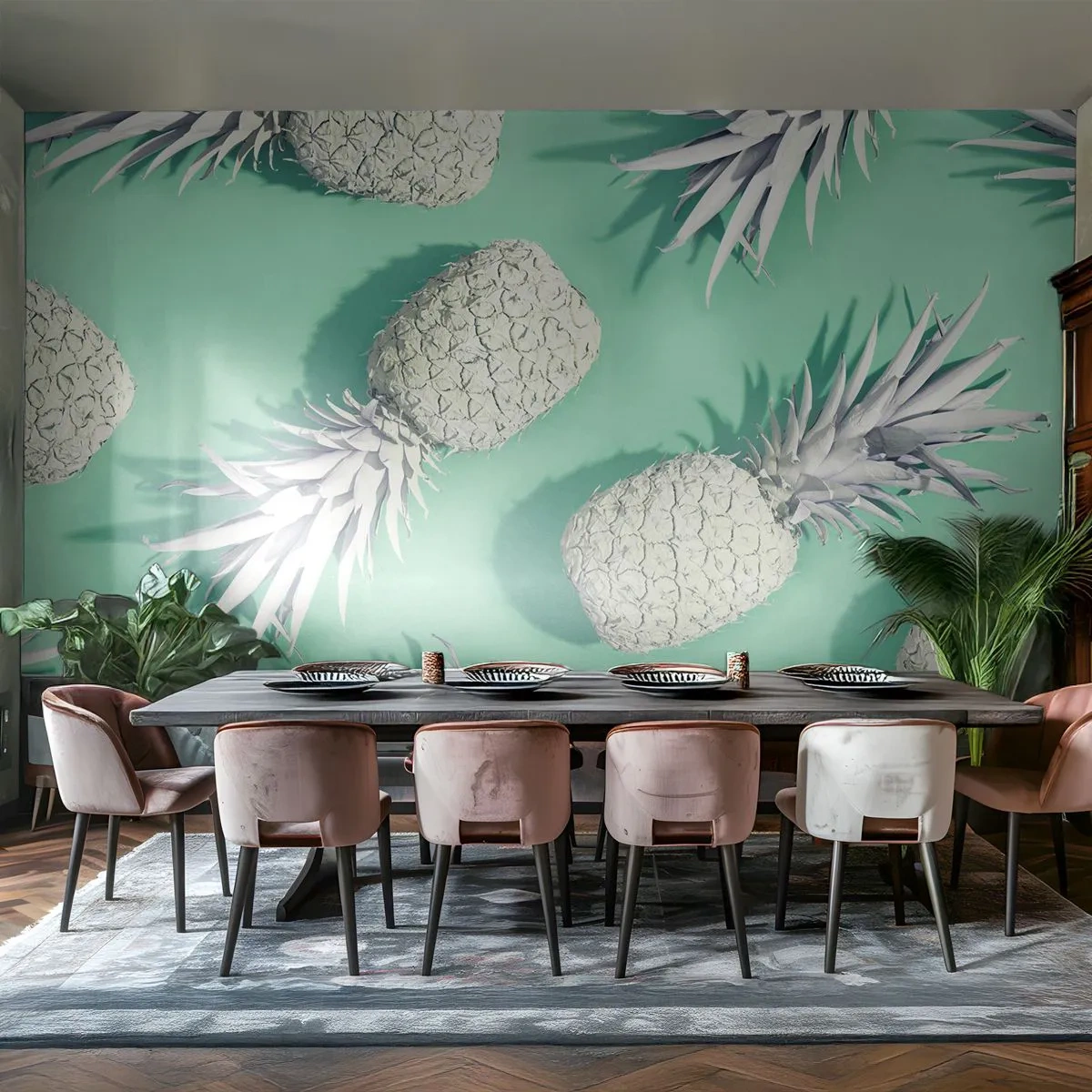 Fototapete Standard Eco - Das passt gut zu Minze - Abstraktion, Ananas, Stück - 300x210 cm
