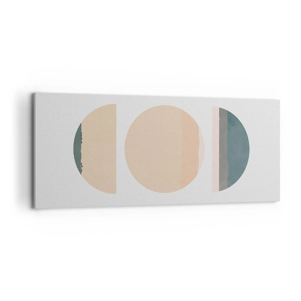 Bild auf Leinwand - Leinwandbild - Abstrakte geometrische Formen in Pastellfarben - 120x50cm - Ein Rad hinter dem anderen… - Moderne Wanddekoration für Wohnzimmer und Schlafzimmer ARTTOR