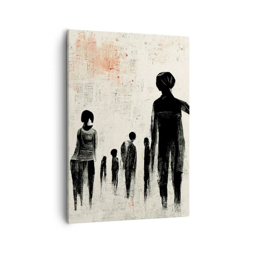 Bild auf Leinwand - Leinwandbild - Figuren in monochromer Komposition vor hellem Hintergrund - 50x70cm - Gegen die Einsamkeit - Moderne Wanddekoration für Wohnzimmer und Schlafzimmer ARTTOR