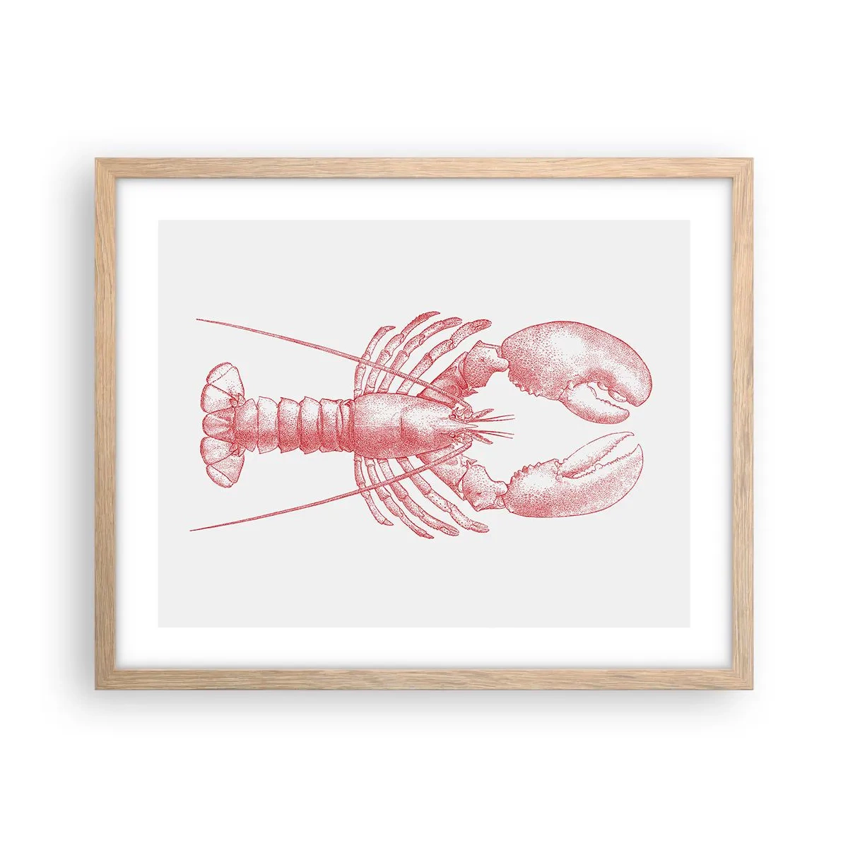 Poster in einem Rahmen aus heller Eiche - Hummer, der Homers würdig ist - 50x40 cm