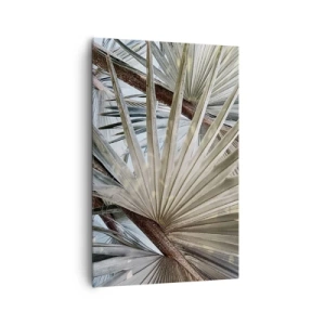 Bild auf Leinwand - Leinwandbild - Nahaufnahme von Palmblättern in natürlichen Grüntönen - 80x120cm - Fans in den Tropen - Moderne Wanddekoration für Wohnzimmer und Schlafzimmer ARTTOR