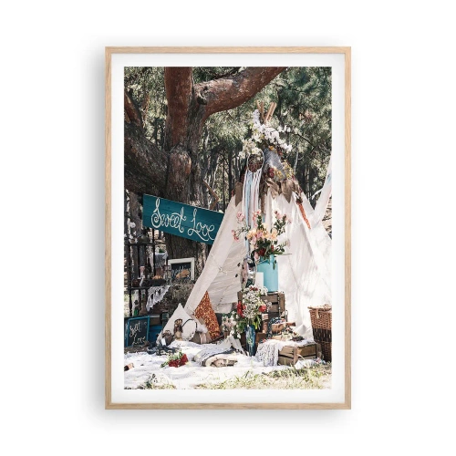 Poster in einem Rahmen aus heller Eiche - Liebe machen ... - 61x91 cm