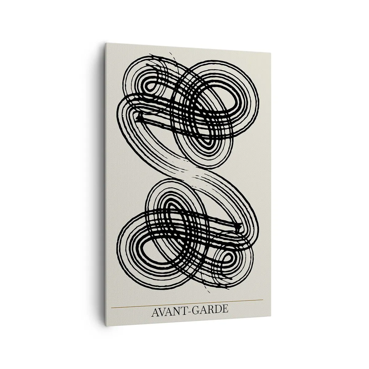 Bild auf Leinwand - Leinwandbild - Abstrakte schwarze Linien auf hellem Hintergrund im Avantgarde-Stil. - 80x120cm - Es kam spontan heraus - Moderne Wanddekoration für Wohnzimmer und Schlafzimmer ARTTOR