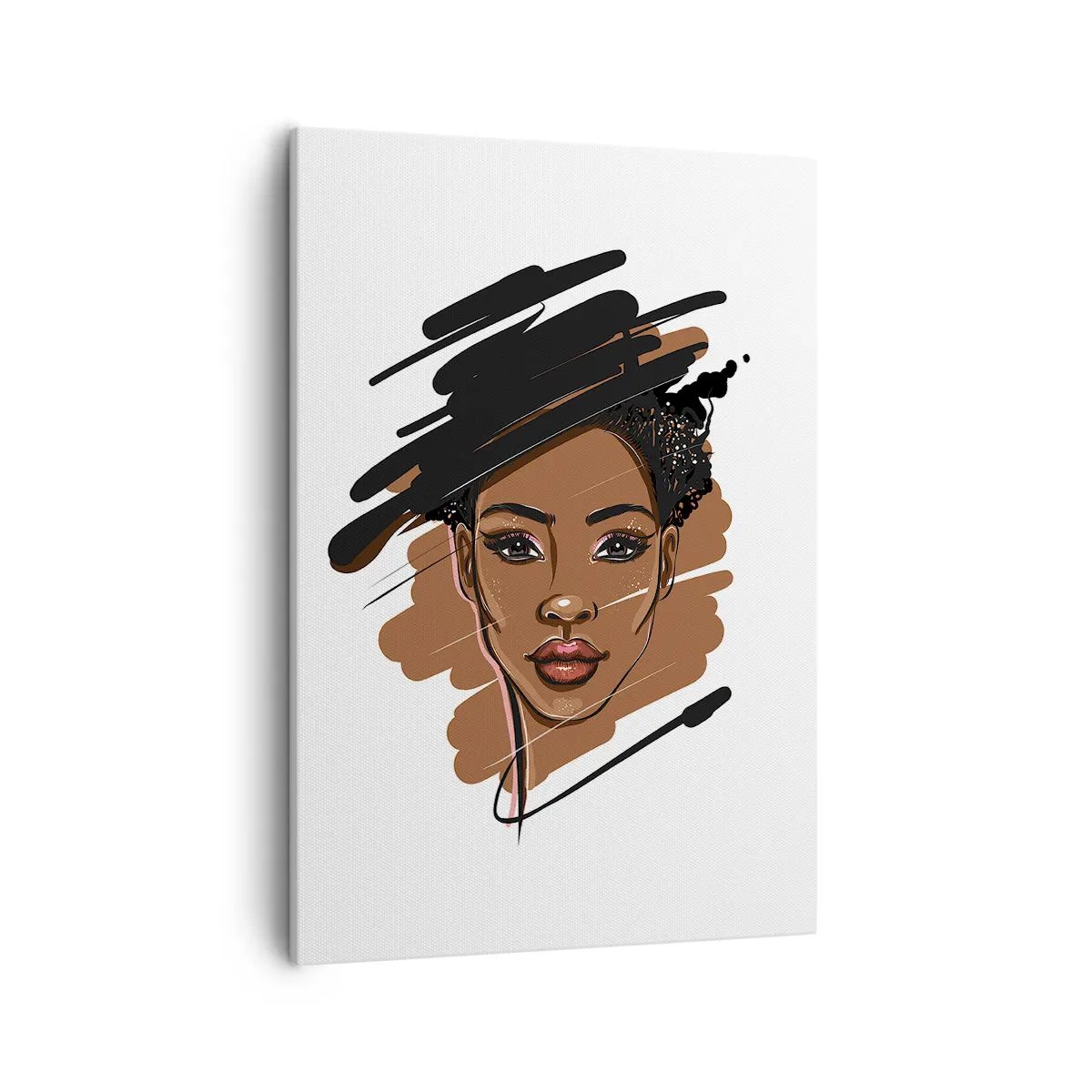 Bild auf Leinwand - Leinwandbild - Porträt einer Frau mit künstlerischen Pinselstrichen - 50x70cm - Süß wie Schokolade - Moderne Wanddekoration für Wohnzimmer und Schlafzimmer ARTTOR