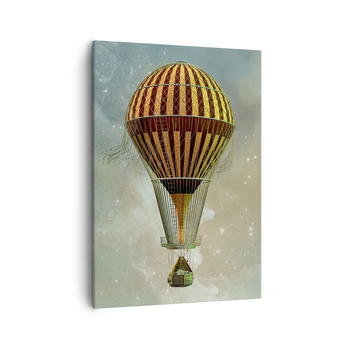 Bild auf Leinwand - Leinwandbild - Ein Heißluftballon, der zwischen den Wolken schwebt - 50x70cm - Pionierflüge - Moderne Wanddekoration für Wohnzimmer und Schlafzimmer ARTTOR